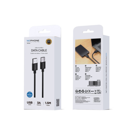 Cable de Datos Wephone WG07 USB-A a USB-A – 3A / 3 Metros Negro