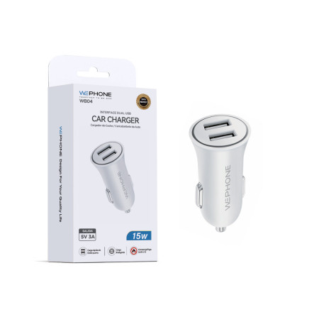 Cargador de Coche Dual USB de 15W / 3A Carga Inteligente y Segura - WB04