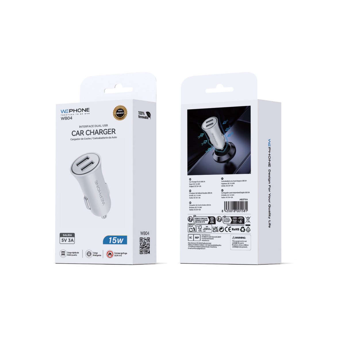 Cargador de Coche Dual USB de 15W / 3A Carga...