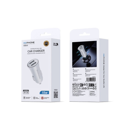Cargador de Coche Dual USB de 15W / 3A Carga Inteligente y Segura - WB04