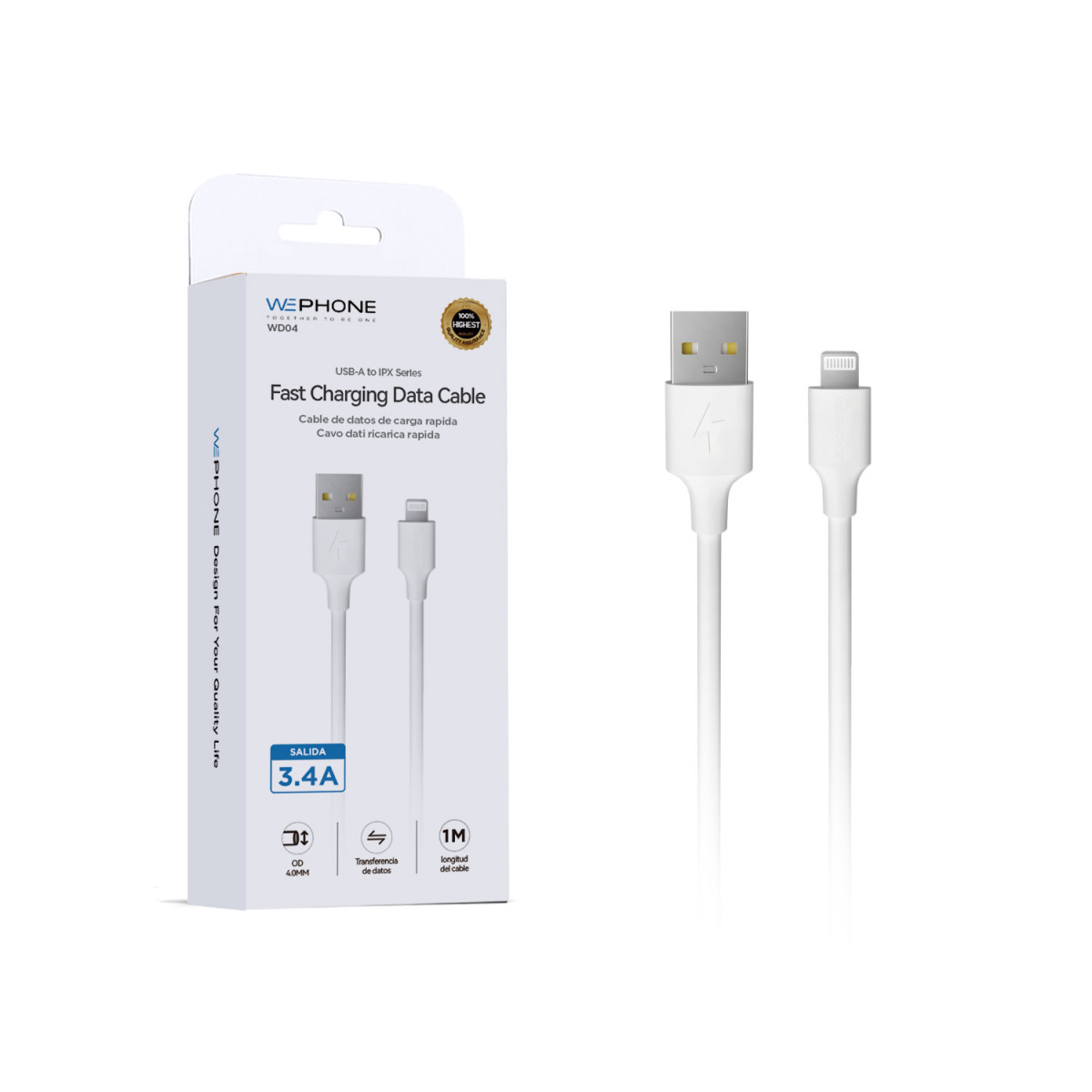 Cable de Carga Rápida Wephone WD04 USB-A a...