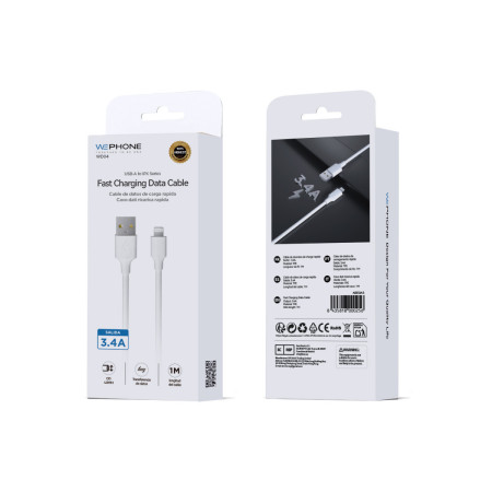 Cable de Carga Rápida Wephone WD04 USB-A a Lightning – 3.4A / 1 Metro Blanco