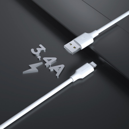 Cable de Carga Rápida Wephone WD04 USB-A a Lightning – 3.4A / 1 Metro Blanco