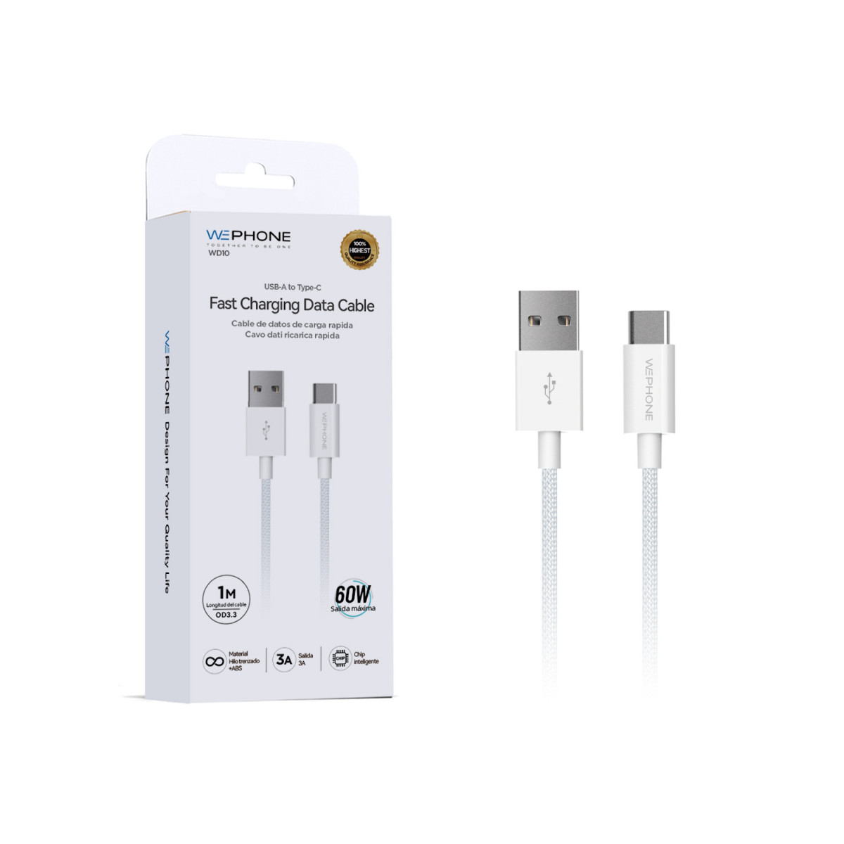 Cable de Carga Rápida Wephone WD10 USB-A a...