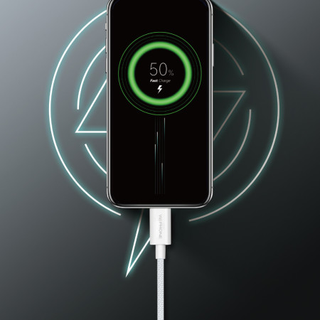 Cable de Carga Rápida Wephone WD10 USB-A a USB-C – 60W / 1 Metro Blanco Trenzado