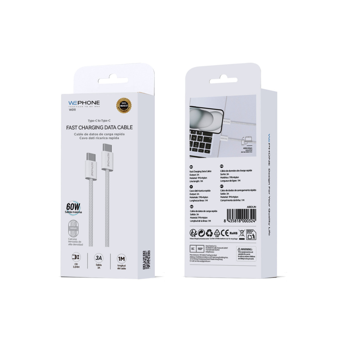 Cable de Carga Rápida Wephone WD11 USB-C a...