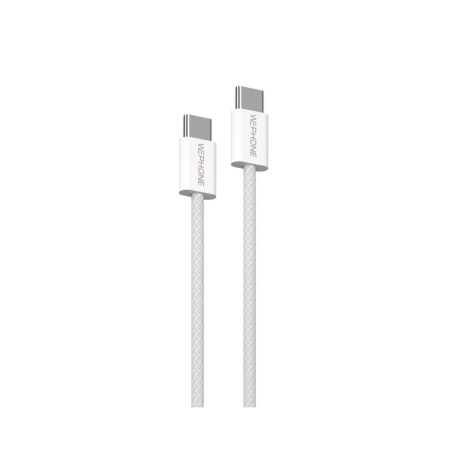 Cable de Carga Rápida Wephone WD11 USB-C a USB-C – 60W / 1 Metro Blanco Trenzado