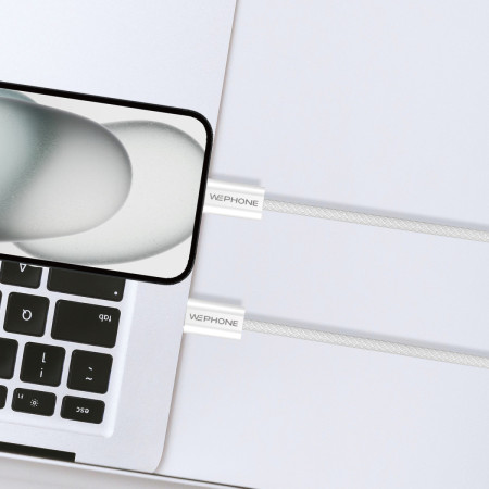 Cable de Carga Rápida Wephone WD11 USB-C a USB-C – 60W / 1 Metro Blanco Trenzado
