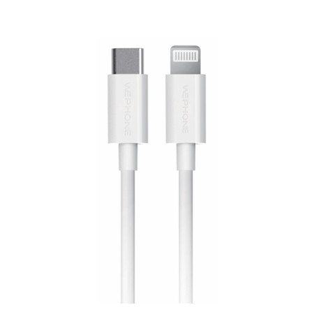 Cable de Carga Rápida y Datos Wephone WD203 – USB-C a Serie IPX,PD 30W / 3A,1 Metro,Blanco