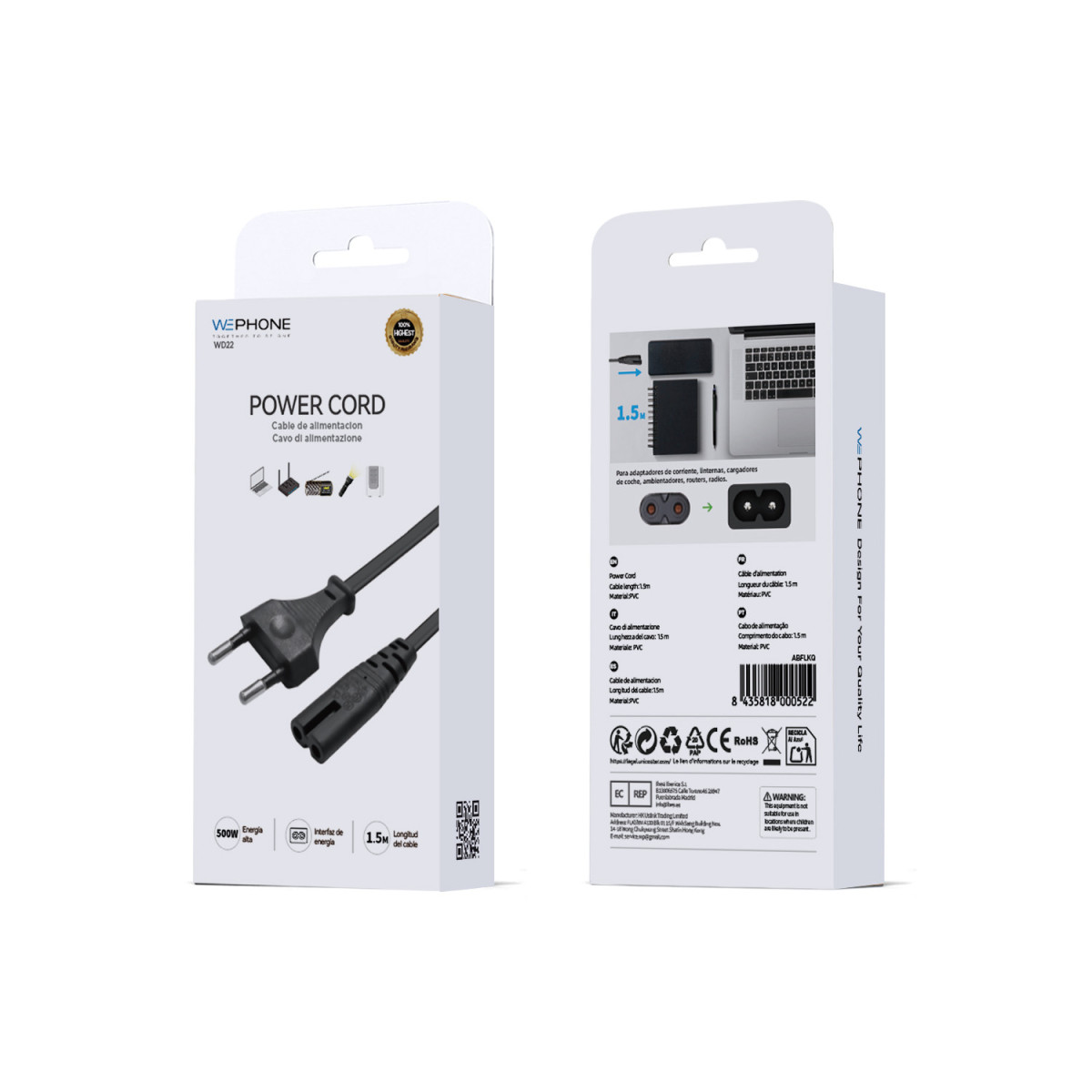 Cable de Alimentación Europeo Wephone WD22 –...
