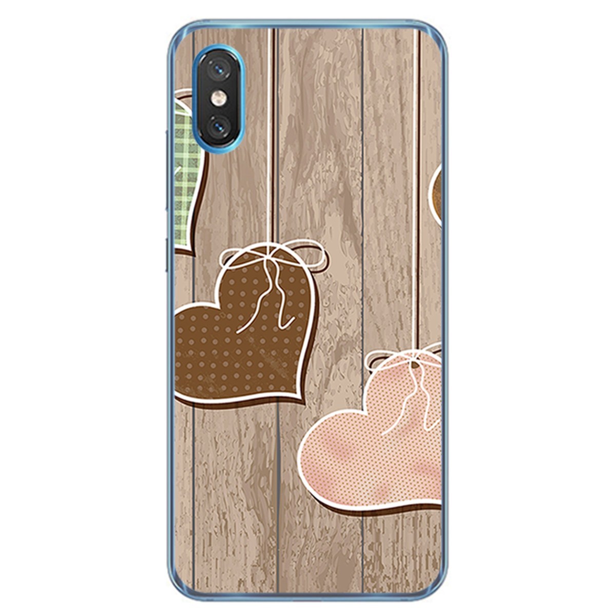 Funda Gel Tpu para Xiaomi Mi 8 Pro diseño Corazones Madera Dibujos