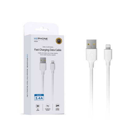 Cable de Carga Rápida Wephone WD24 USB-A a Lightning – 3.4A / 2 Metros Blanco