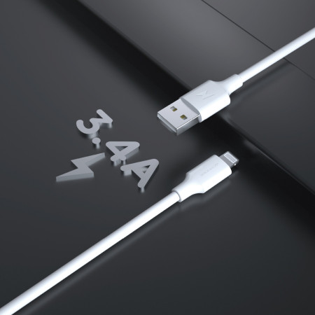 Cable de Carga Rápida Wephone WD24 USB-A a Lightning – 3.4A / 2 Metros Blanco