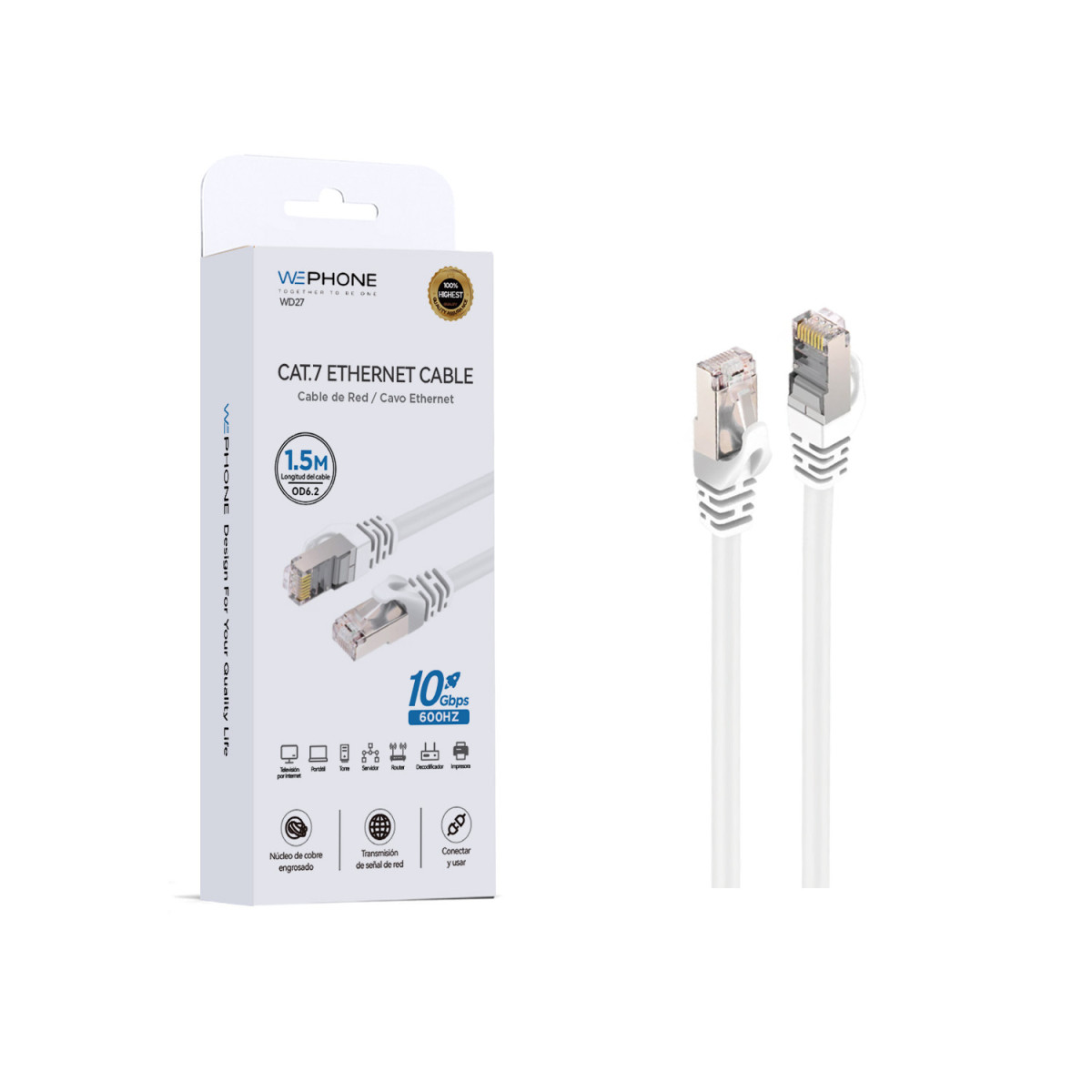 Cable de Red Ethernet Wephone WD27 – CAT.7 de...