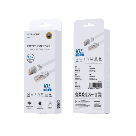 Cable de Red Ethernet Wephone WD27 – CAT.7 de 1,5 Metros con Velocidad 10Gbps / 600MHz