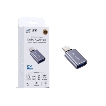 Adaptador de Datos OTG Wephone WG26 – Lightning a USB 3.0 de Alta Velocidad 5Gbps,Cuerpo de Aleación de Aluminio
