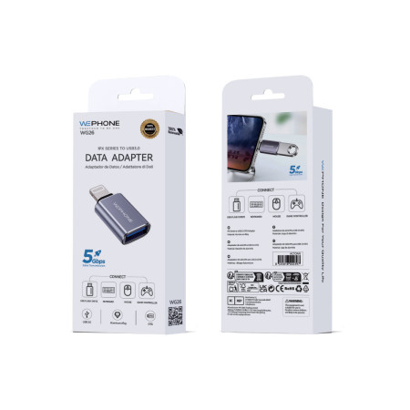 Adaptador de Datos OTG Wephone WG26 – Lightning a USB 3.0 de Alta Velocidad 5Gbps,Cuerpo de Aleación de Aluminio