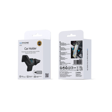Soporte para Coche Wephone WC02 – Clip de Rejilla Ajustable,Rotación 360°,Negro