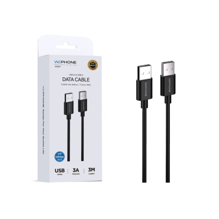 Cable de Datos Wephone WG07 – USB-A a USB-A (Macho a Macho) de 3 Metros Negro
