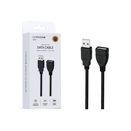 Cable Alargador USB Wephone WG09 – USB 2.0 (A Macho a A Hembra) de 3 Metros Negro
