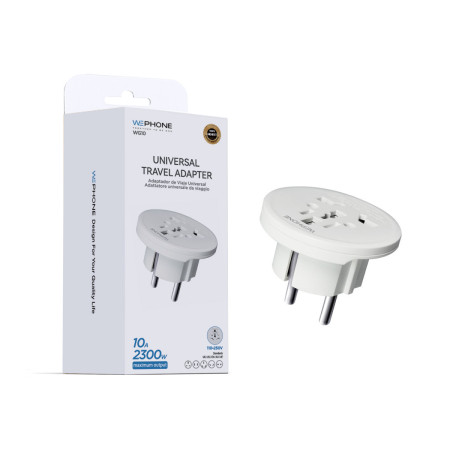Adaptador de Viaje Universal Wephone WG10 – Entrada Multiestándar a Salida EU (10A / 2300W)