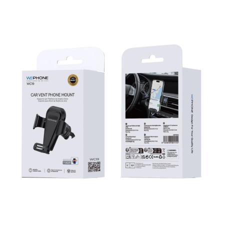 Soporte de Móvil para Coche Wephone WC19 – Sistema de Gravedad para Rejilla de Aire – Sujeción Automática hasta 6”