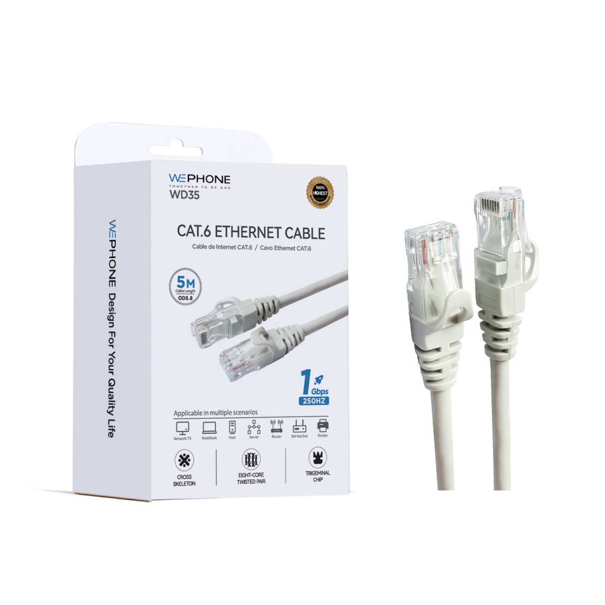 Cable de Red Ethernet Wephone WD35 Cat.6 – 5...