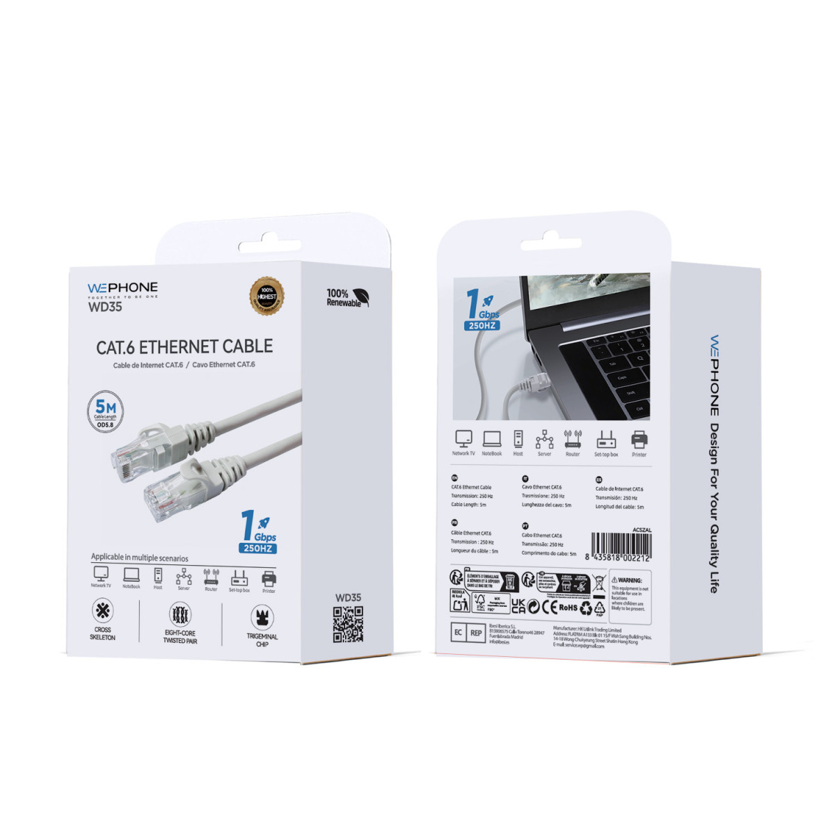 Cable de Red Ethernet Wephone WD35 Cat.6 – 5...