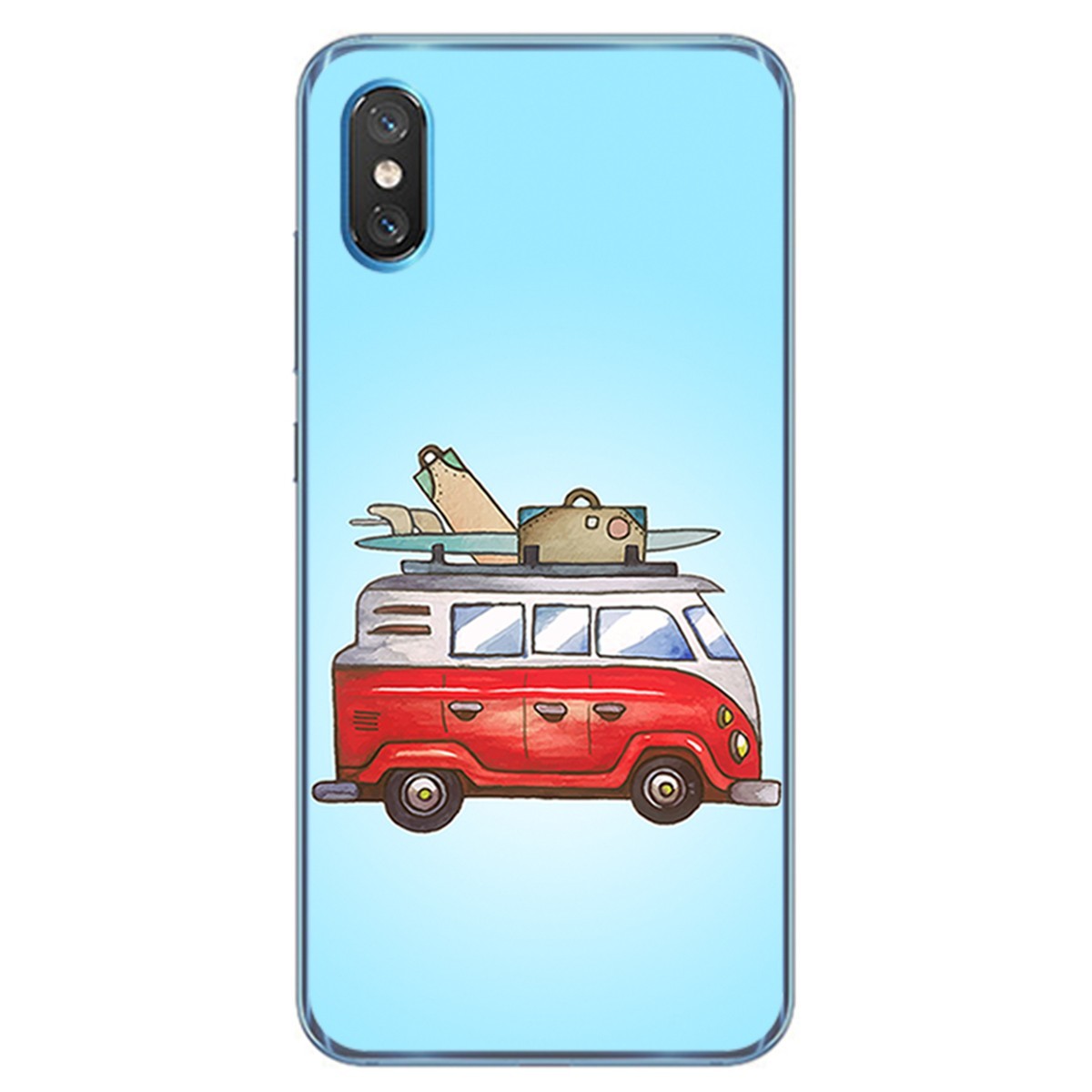 Funda Gel Tpu para Xiaomi Mi 8 Pro diseño Furgoneta Dibujos