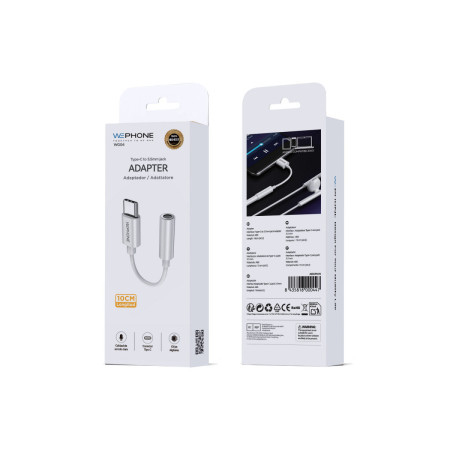 Adaptador de Audio Wephone WG04 – USB Tipo-C a Jack 3.5 mm Hembra (10 cm) con Chip DAC Hi-Fi