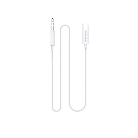 Cable Adaptador de Audio Wephone WG03 – USB Tipo-C a Jack 3.5 mm Macho (1 m) Blanco