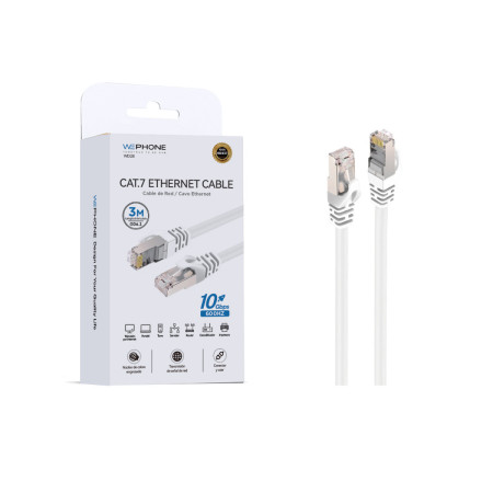 Cable de Red Ethernet Wephone WD28 – CAT.7 de 3 Metros con Velocidad 10Gbps / 600MHz