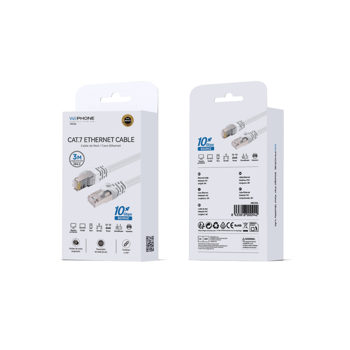 Cable de Red Ethernet Wephone WD28 – CAT.7 de 3...