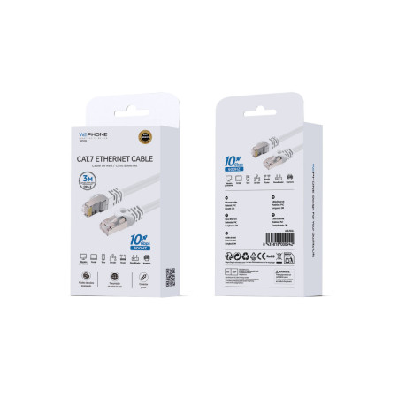 Cable de Red Ethernet Wephone WD28 – CAT.7 de 3 Metros con Velocidad 10Gbps / 600MHz