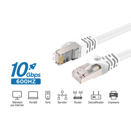 Cable de Red Ethernet Wephone WD28 – CAT.7 de 3 Metros con Velocidad 10Gbps / 600MHz