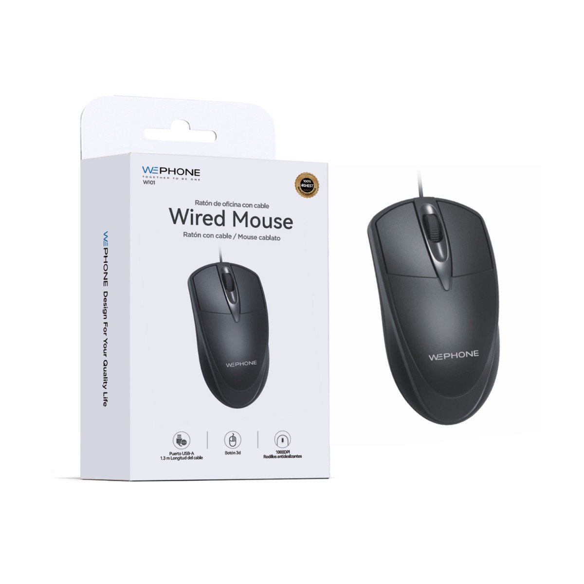 Ratón Ergonómico con Cable Wephone WI01 –...