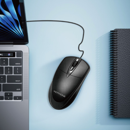 Ratón Ergonómico con Cable Wephone WI01 – Sensor Óptico 1000 DPI y Conexión USB-A