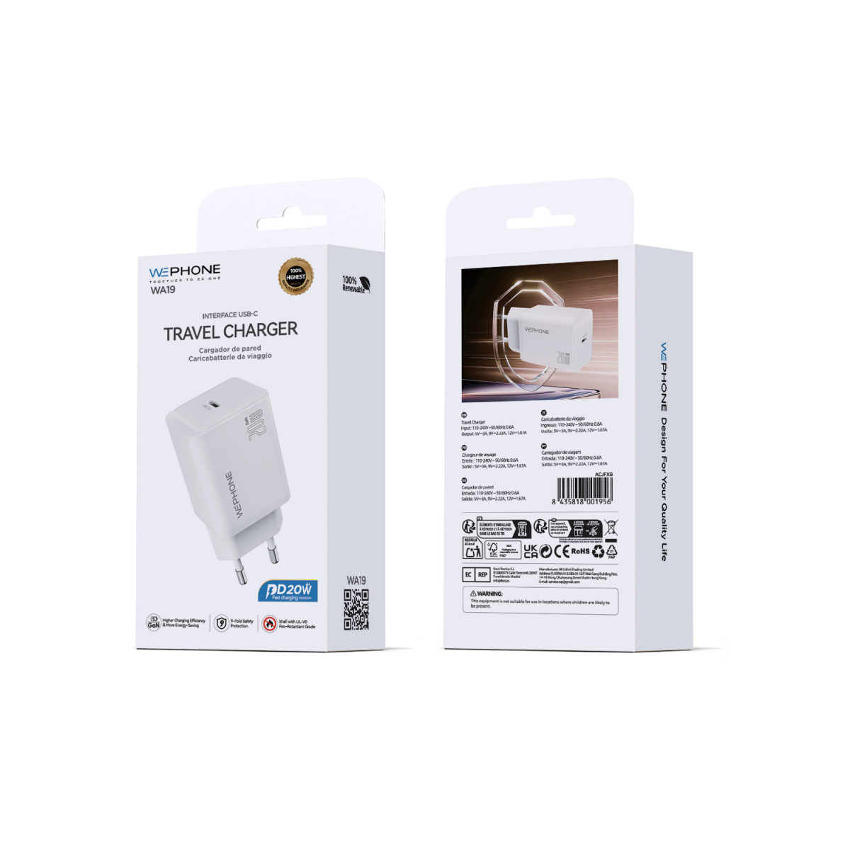 Cargador WA19 de 20W USB - Tecnología GaN,Power...