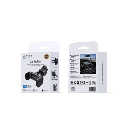 Soporte de Coche Universal Wephone WC07 – Ajuste de Rejilla con Doble Estabilidad,Rotación 360°,Negro