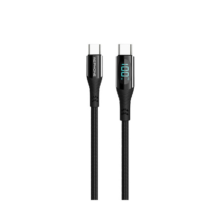 Cable de Carga y Datos Wephone WD34 – USB-C a USB-C (1.2 m) con Pantalla Digital PD 100W / 5A
