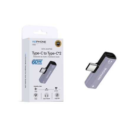 Adaptador Divisor Wephone WG16 – USB-C a Doble USB-C con Carga Rápida 60W PD
