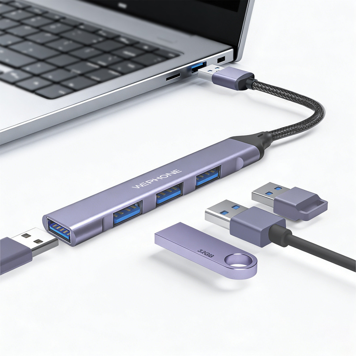 Adaptador Hub Wephone WG25 4 en 1 USB-A – (1x...