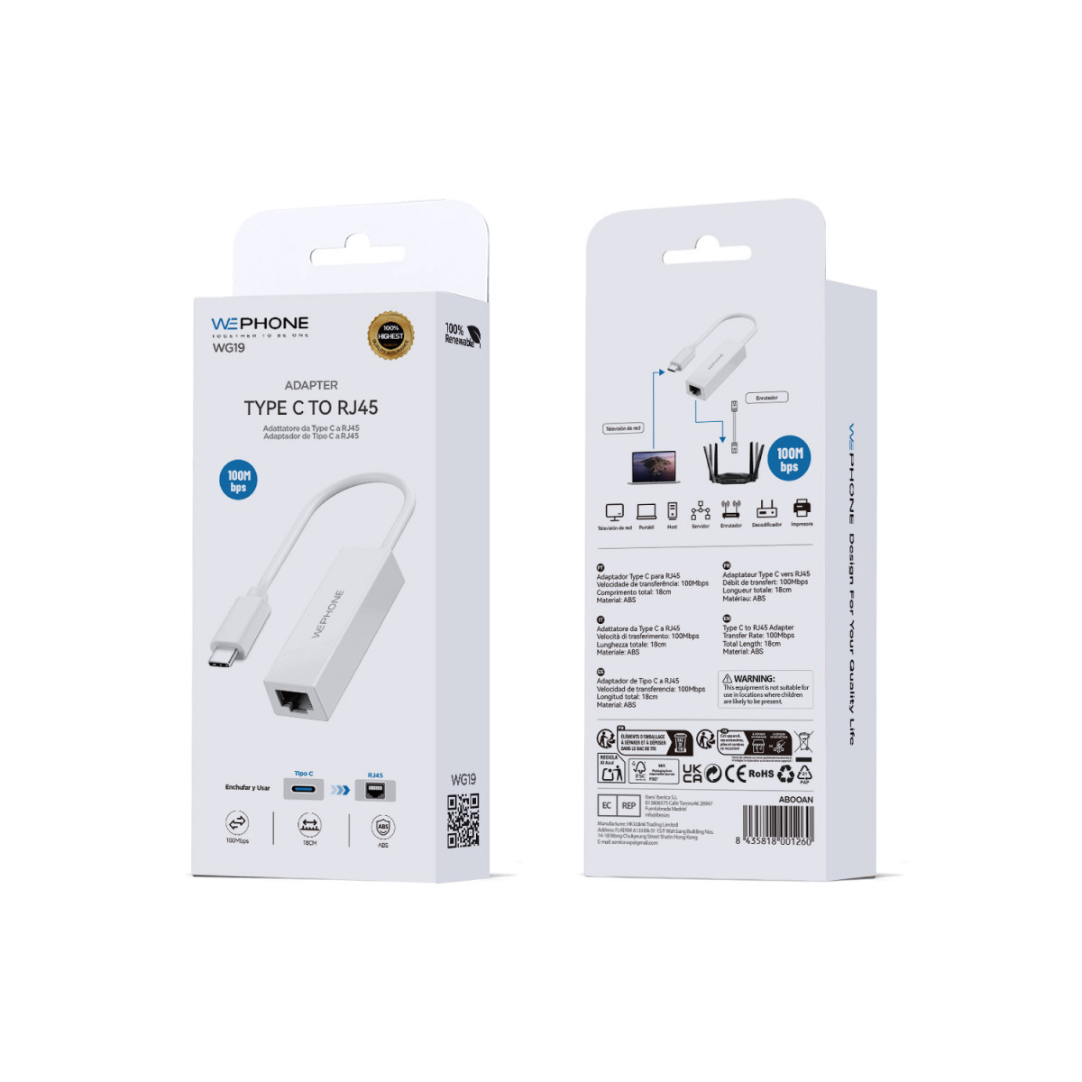 Adaptador de Red Wephone WG19 – USB Tipo C a...