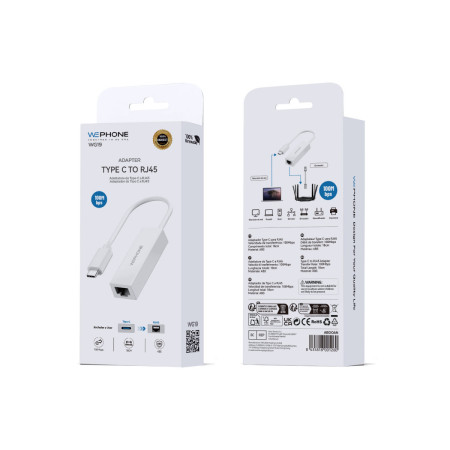 Adaptador de Red Wephone WG19 – USB Tipo C a RJ45 100Mbps Plug & Play
