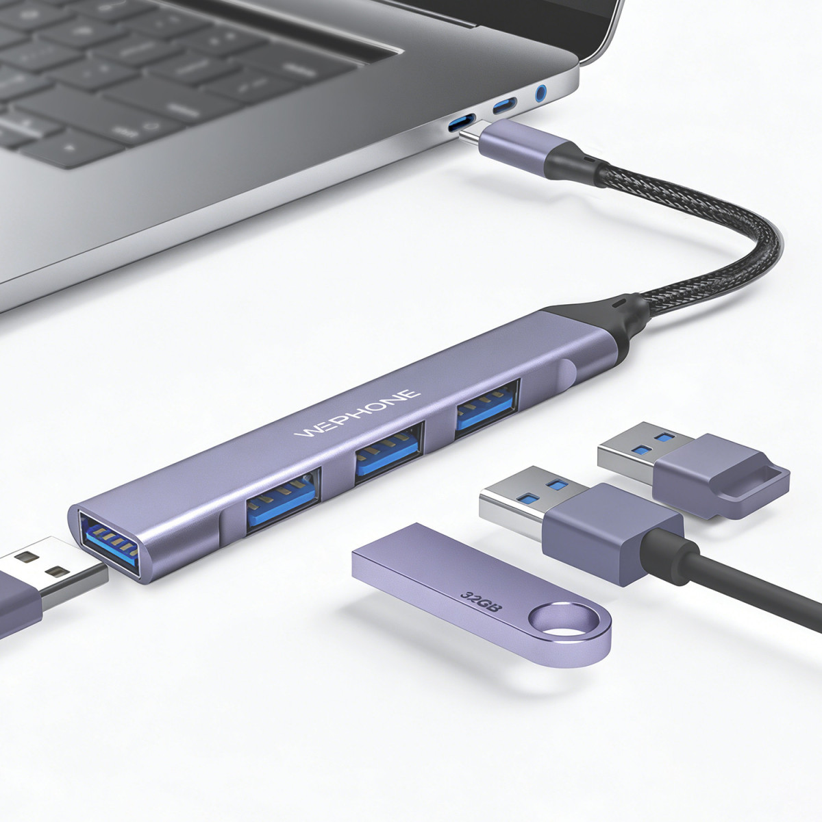 Adaptador Hub Wephone WG24 4 en 1 USB-C – 4 USB...