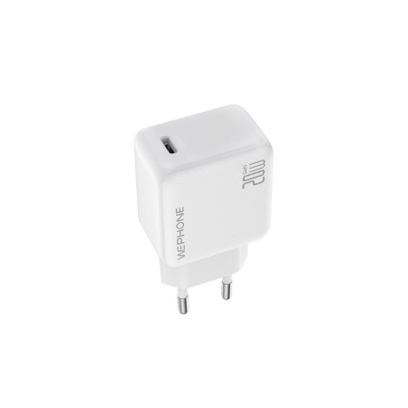 Cargador de Pared Wephone WA04 USB-C 20W GaN – Carga Rápida PD Blanco