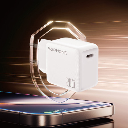 Cargador de Pared Wephone WA04 USB-C 20W GaN – Carga Rápida PD Blanco