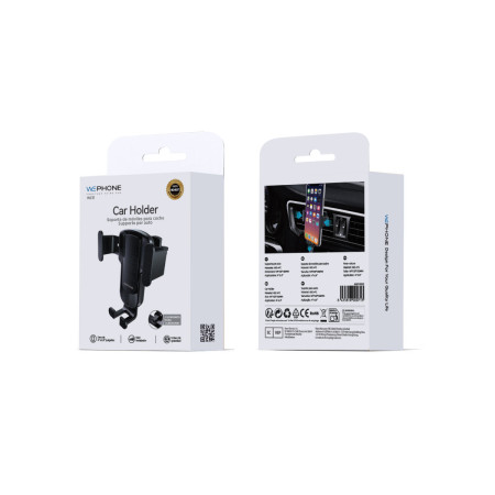 Soporte de Coche por Gravedad Wephone WC11 – Ajuste Automático con 3 Puntos de Apoyo,Negro