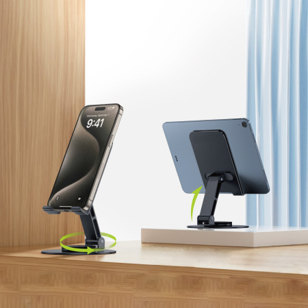 Soporte de Escritorio Metálico Wephone WC08 – Base Giratoria 360°,Plegable y Antideslizante,Bronce