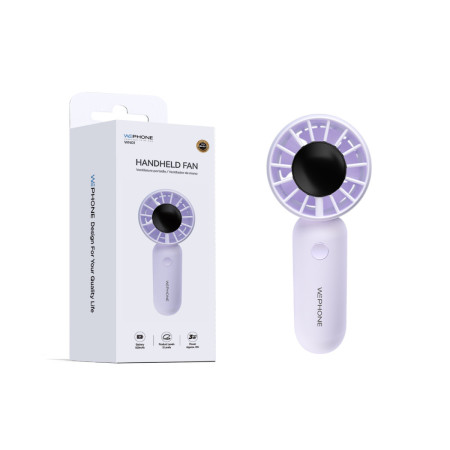 Mini Ventilador de Mano Portátil Wephone WN01 – Morado con 3 Niveles,Batería de 500mAh y Ultra Ligero (71g)